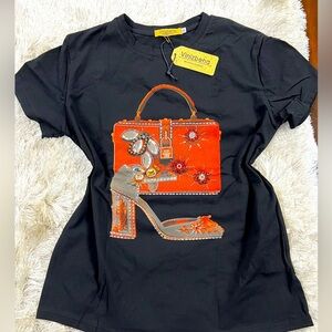 Fashion women’s Tshirt with Red purse Design XL